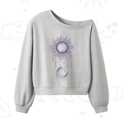 Purplehecate Radiance Of Sun And Moon One Shoulder Sweatshirt
