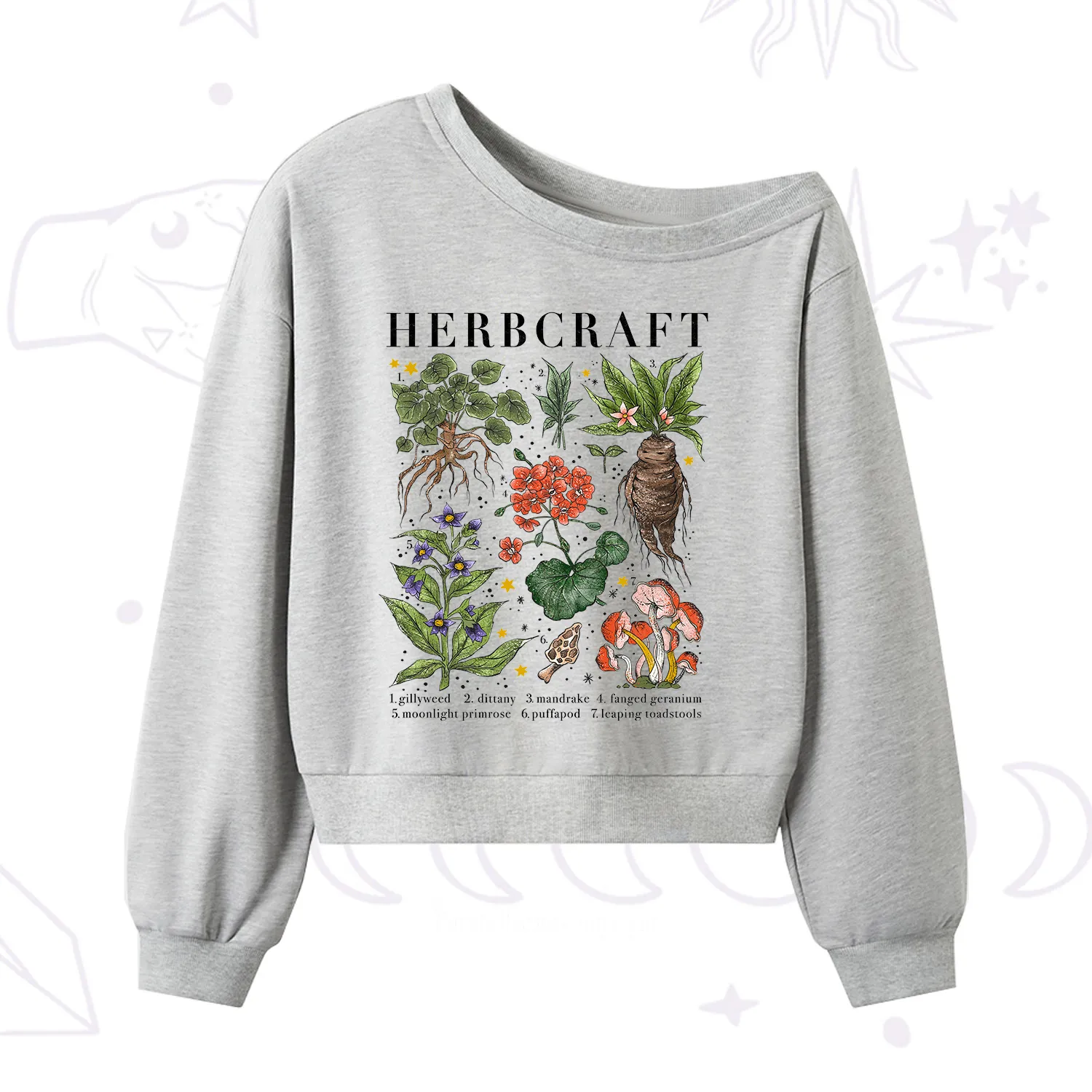 Purplehecate Magical Herbcraft One Shoulder Sweatshirt