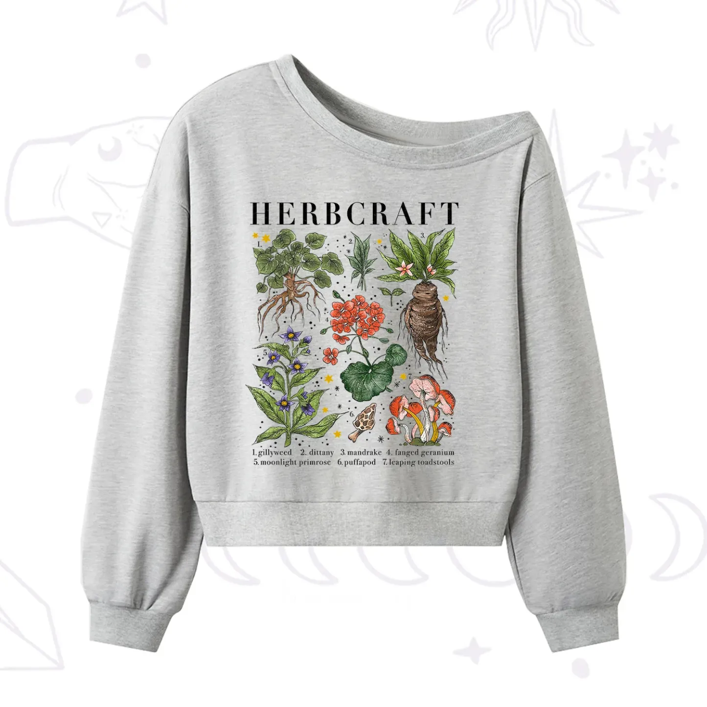 Purplehecate Magical Herbcraft One Shoulder Sweatshirt