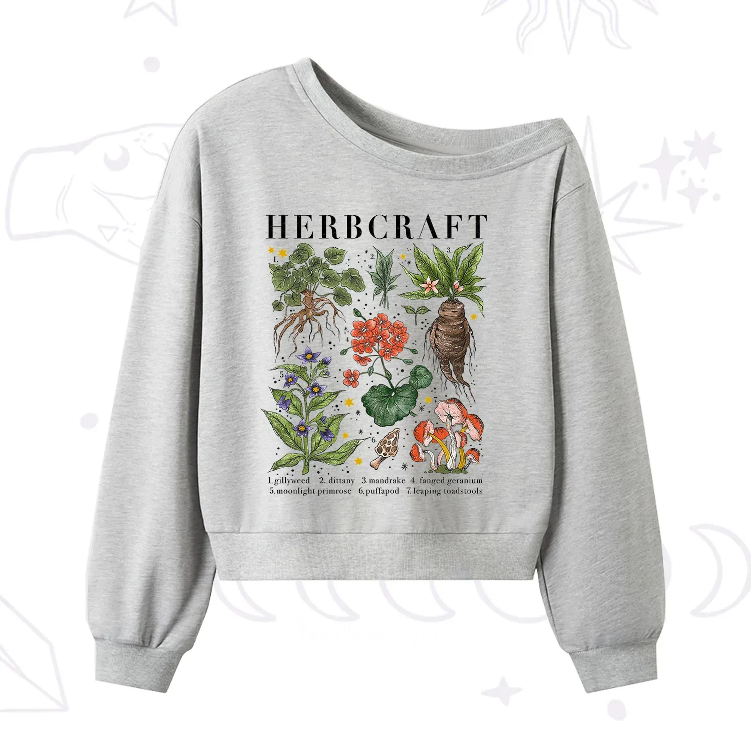 Purplehecate Magical Herbcraft One Shoulder Sweatshirt