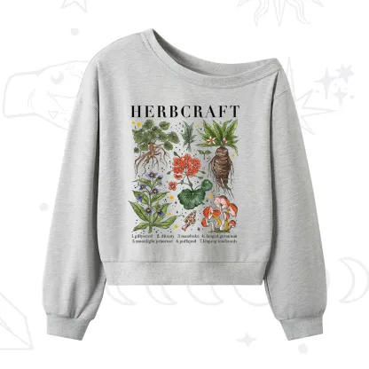 Purplehecate Magical Herbcraft One Shoulder Sweatshirt