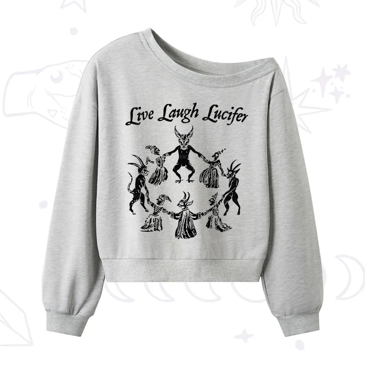 Purplehecate Live Laugh Lucifer One Shoulder Sweatshirt