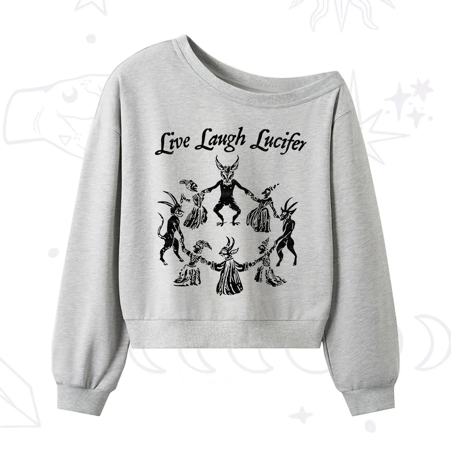 Purplehecate Live Laugh Lucifer One Shoulder Sweatshirt