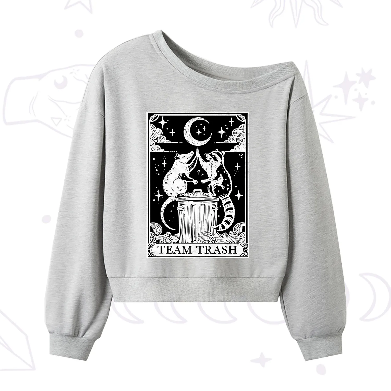 Purplehecate The Team Trash Tarot One Shoulder Sweatshirt