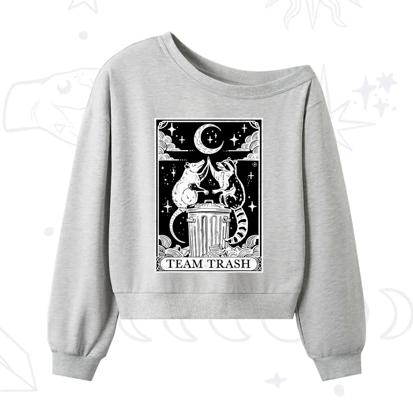 Purplehecate The Team Trash Tarot One Shoulder Sweatshirt