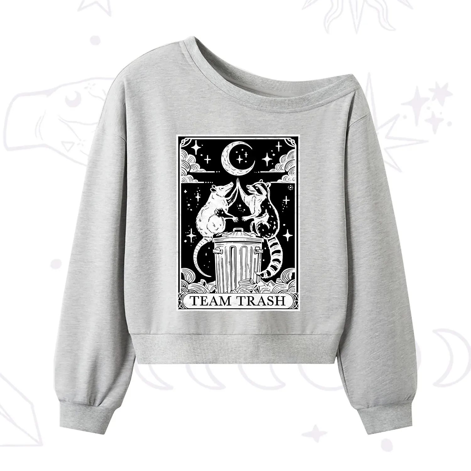 Purplehecate The Team Trash Tarot One Shoulder Sweatshirt