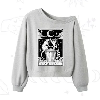 Purplehecate The Team Trash Tarot One Shoulder Sweatshirt