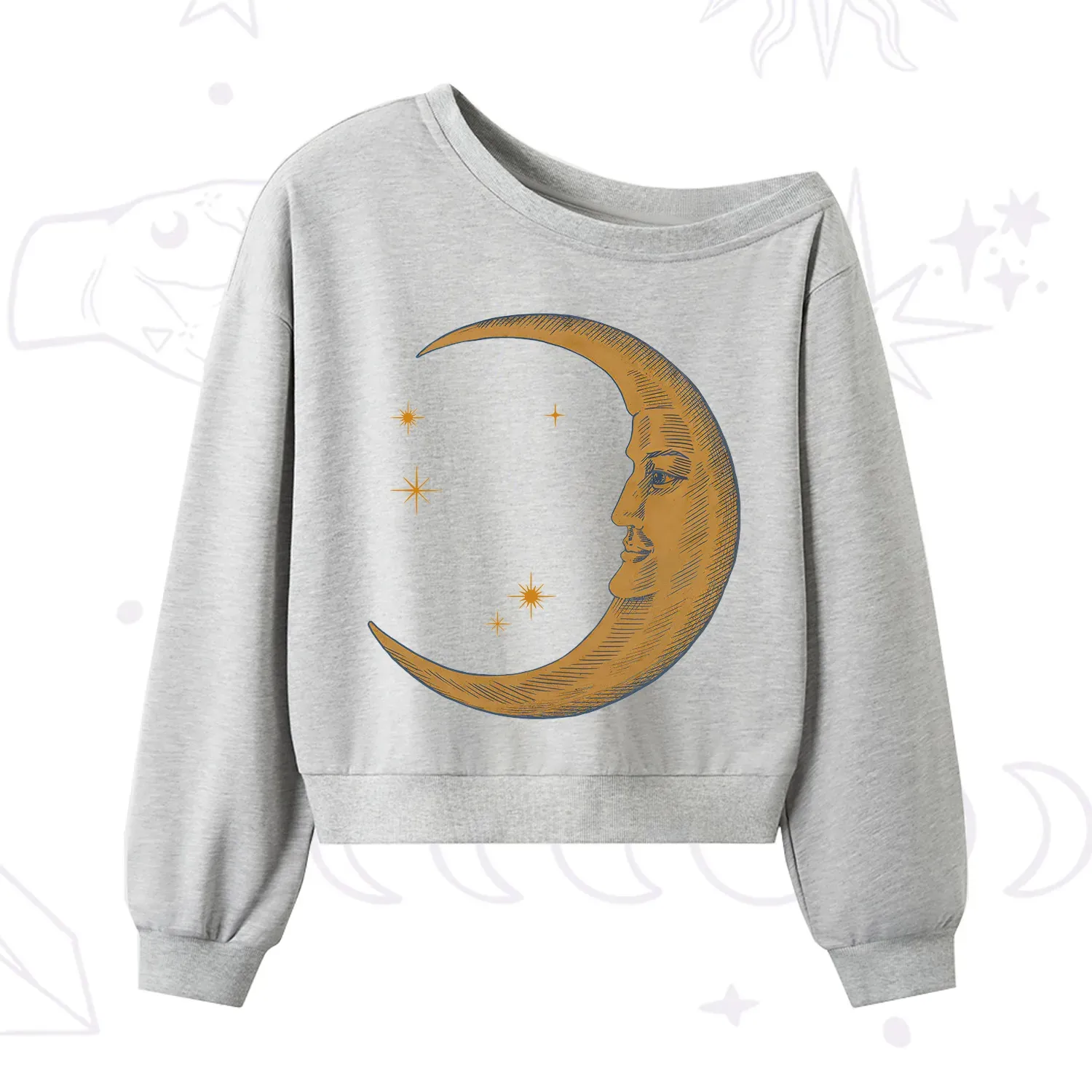 Purplehecate Celestial Moon One Shoulder Sweatshirt
