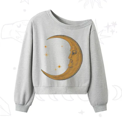 Purplehecate Celestial Moon One Shoulder Sweatshirt