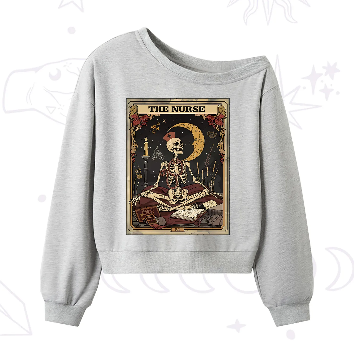 Purplehecate The Nurse Tarot Card One Shoulder Sweatshirt
