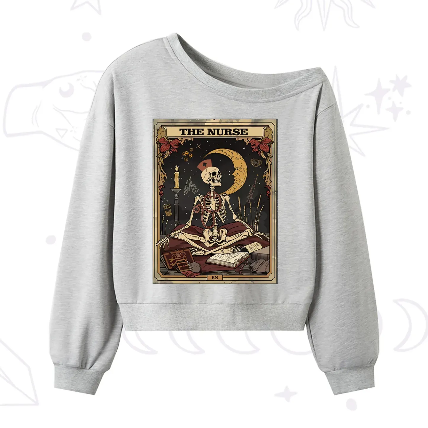Purplehecate The Nurse Tarot Card One Shoulder Sweatshirt