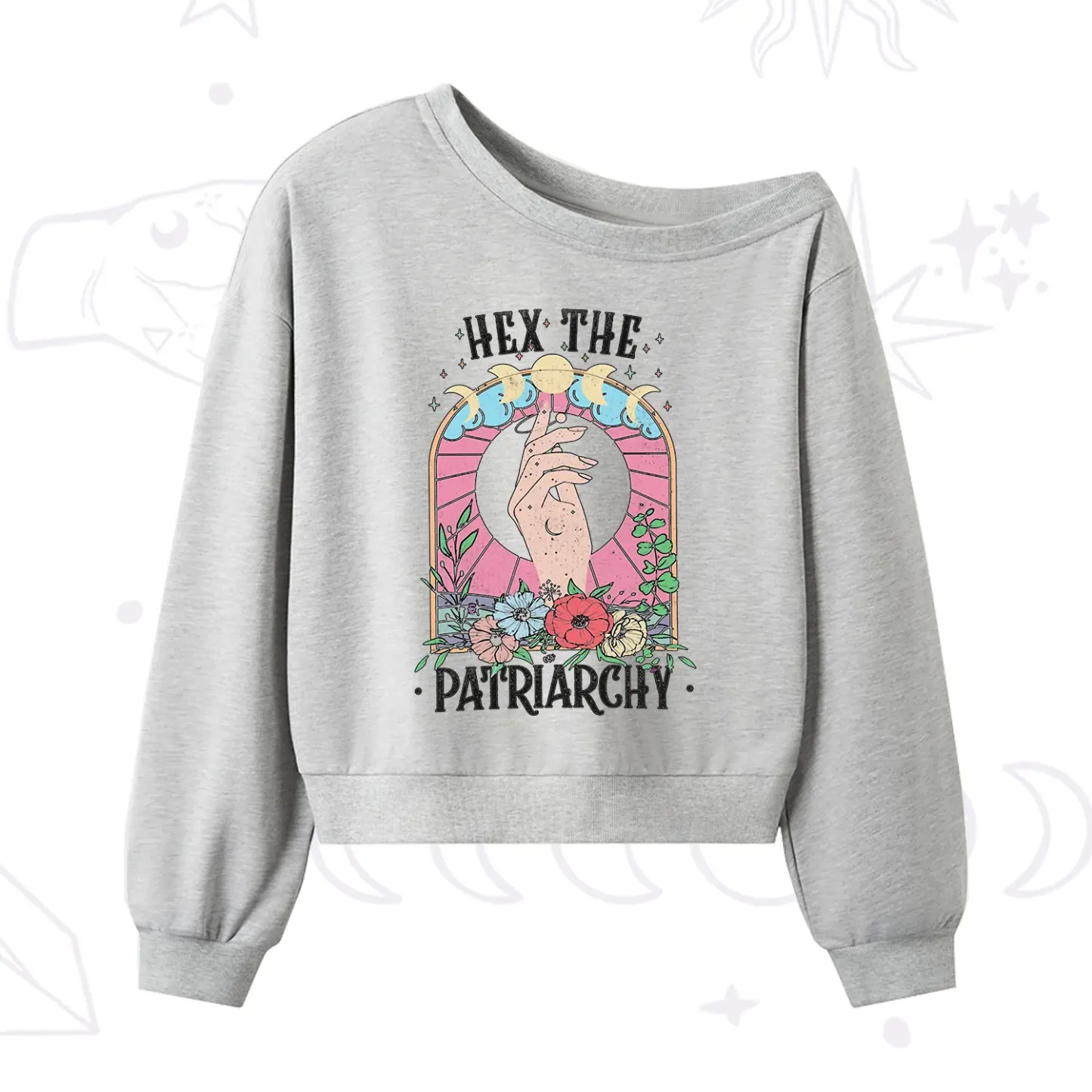 Purplehecate Hex The Patriarchy One Shoulder Sweatshirt