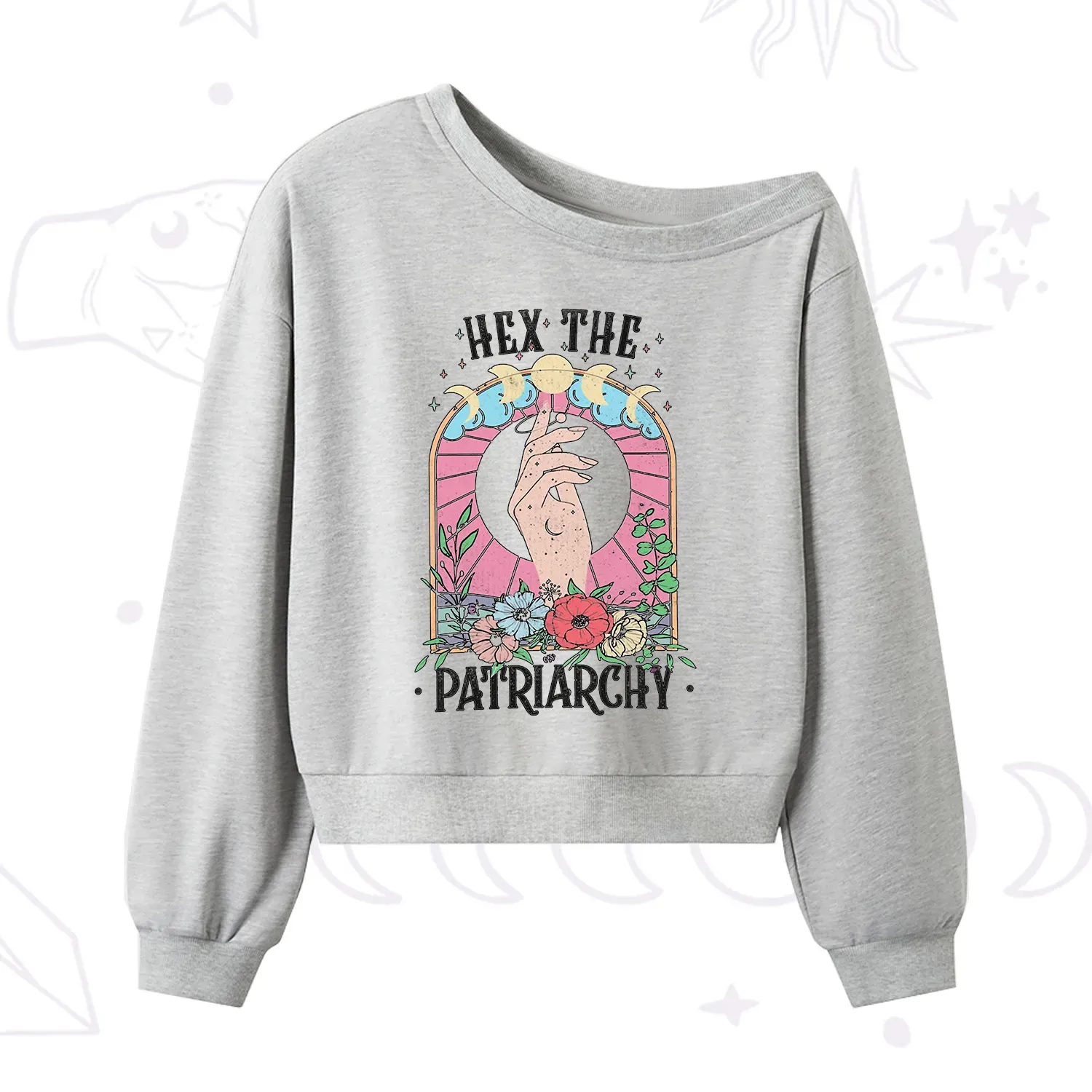Purplehecate Hex The Patriarchy One Shoulder Sweatshirt