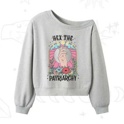 Purplehecate Hex The Patriarchy One Shoulder Sweatshirt