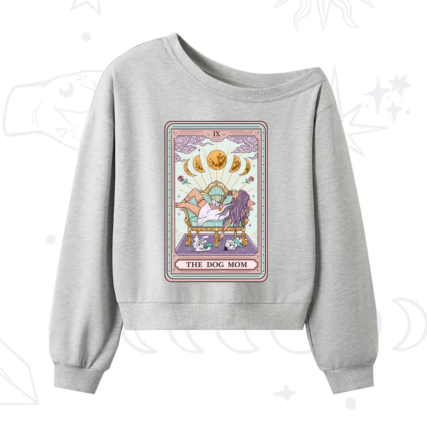 Purplehecate The Dog Mom Tarot One Shoulder Sweatshirt