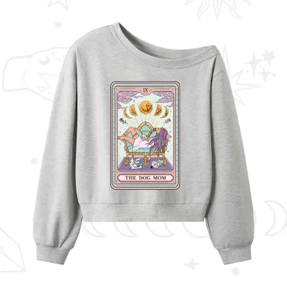 Purplehecate The Dog Mom Tarot One Shoulder Sweatshirt