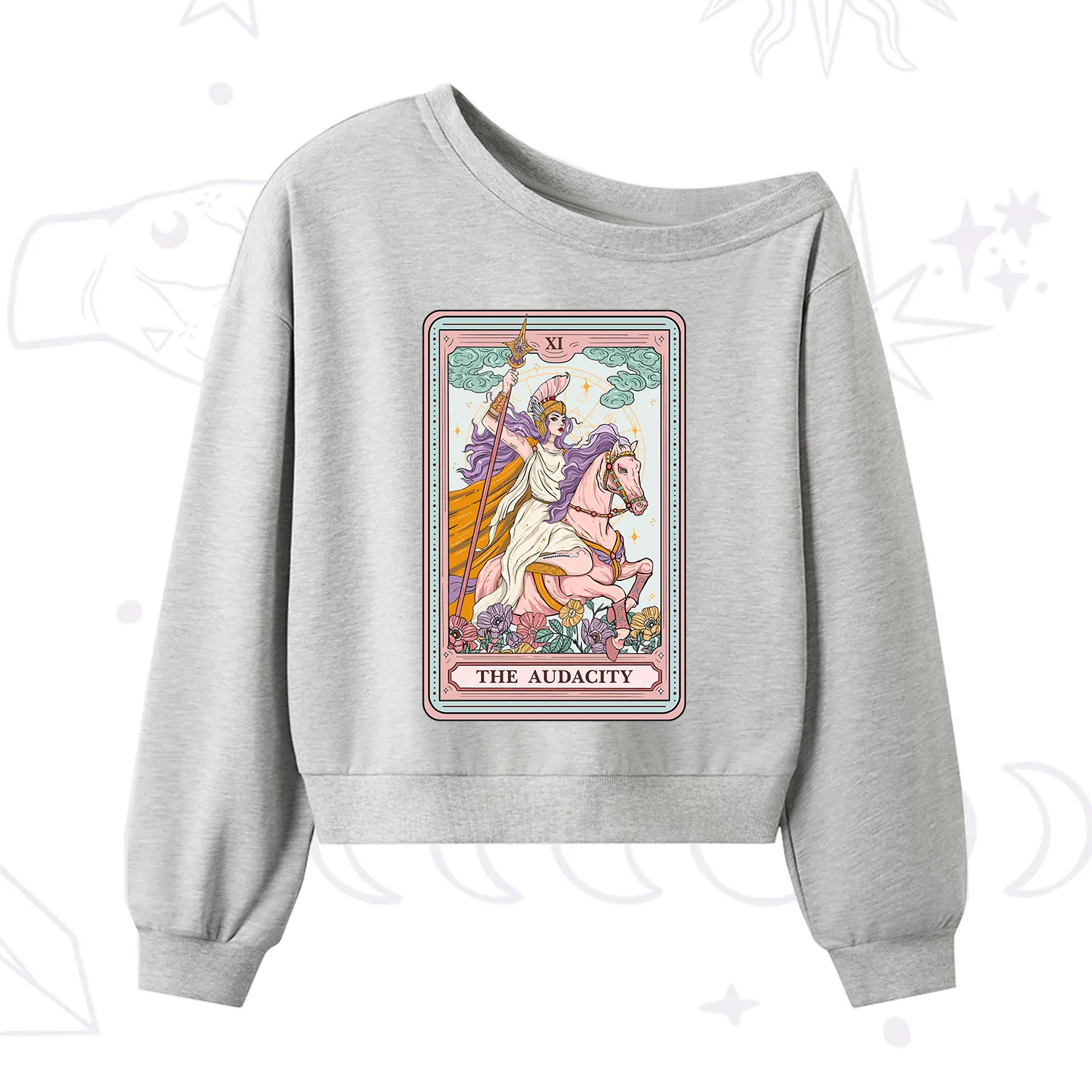 Purplehecate The Audacity Tarot Card One Shoulder Sweatshirt