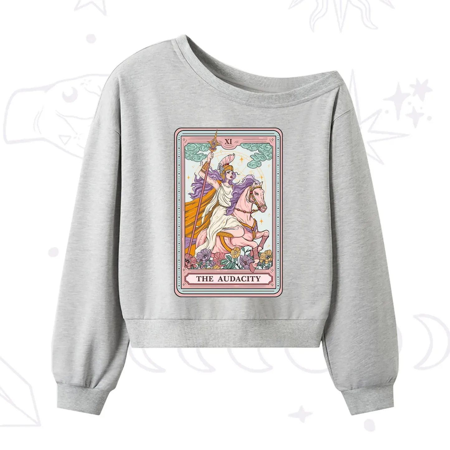 Purplehecate The Audacity Tarot Card One Shoulder Sweatshirt