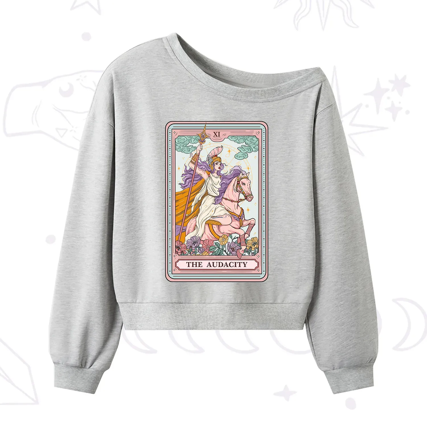 Purplehecate The Audacity Tarot Card One Shoulder Sweatshirt
