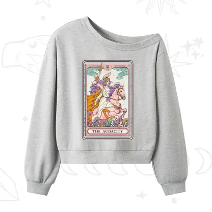 Purplehecate The Audacity Tarot Card One Shoulder Sweatshirt