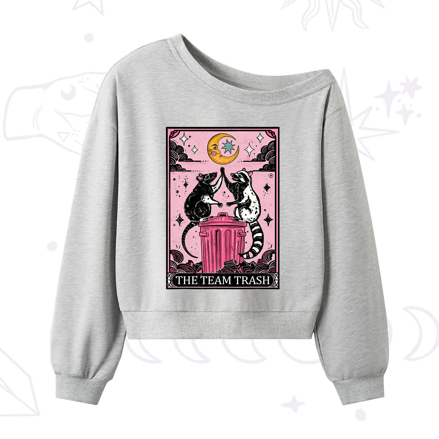 Purplehecate The Team Trash Opossum Tarot One Shoulder Sweatshirt