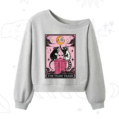 Purplehecate The Team Trash Opossum Tarot One Shoulder Sweatshirt