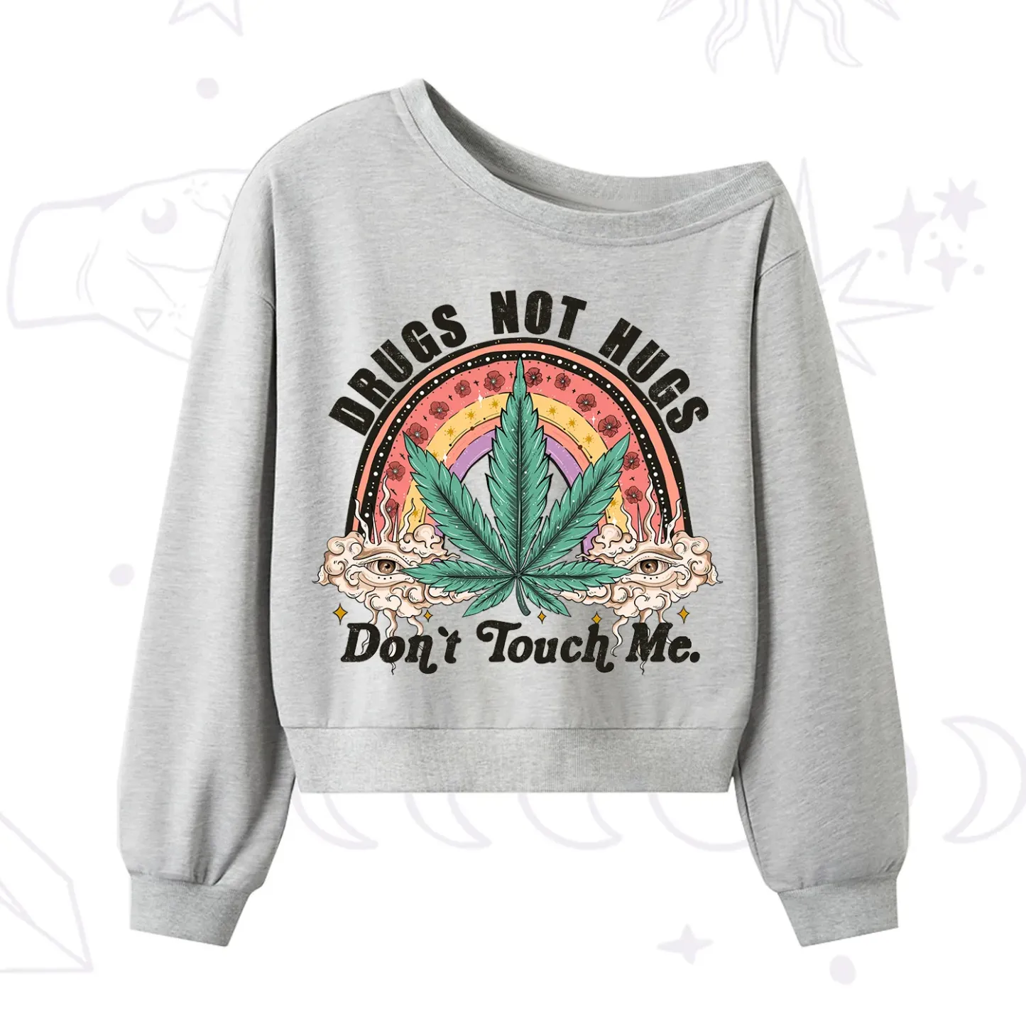 Purplehecate Drugs Not Hugs One Shoulder Sweatshirt