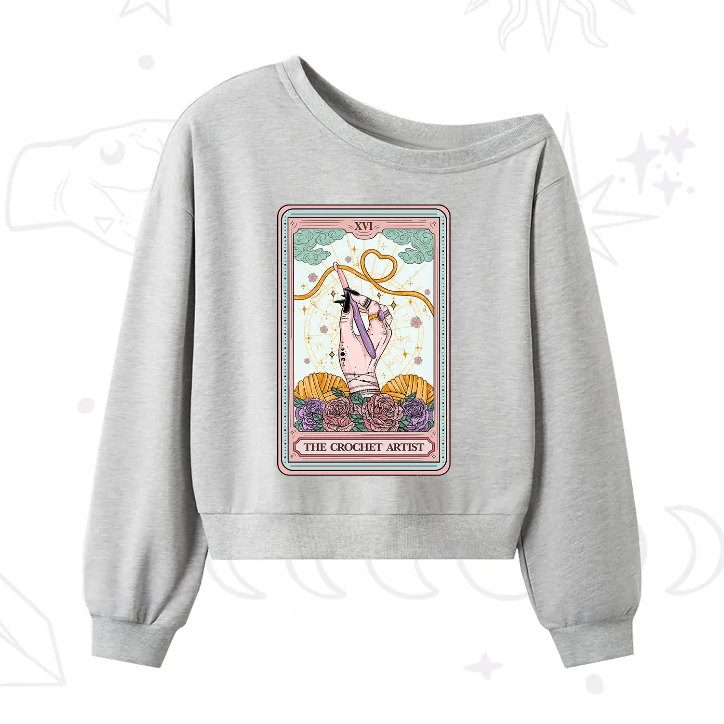 Purplehecate The Crochet Artist Tarot Card One Shoulder Sweatshirt