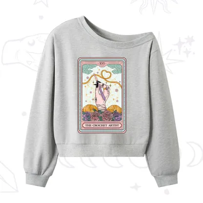 Purplehecate The Crochet Artist Tarot Card One Shoulder Sweatshirt