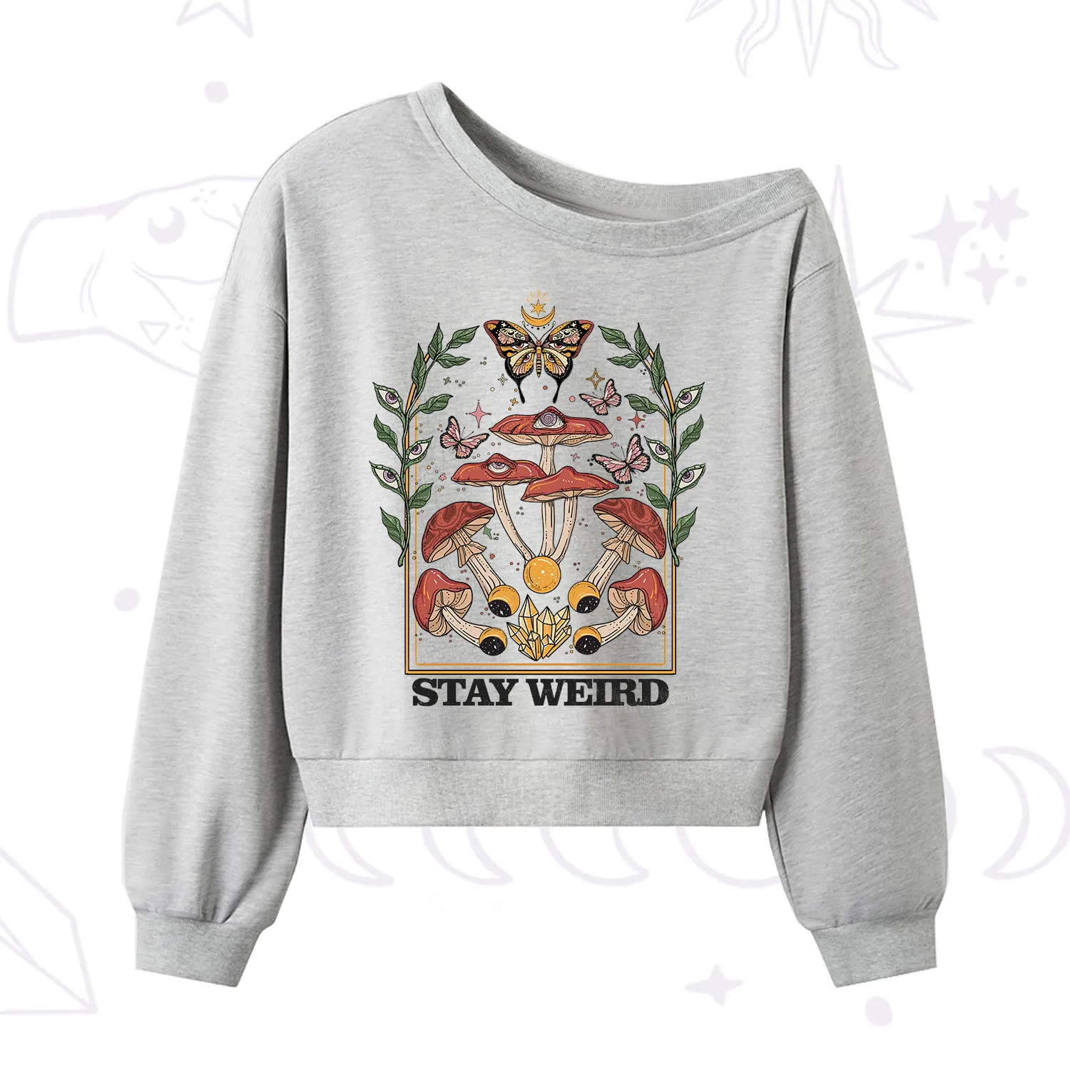 Purplehecate Stay Weird One Shoulder Sweatshirt