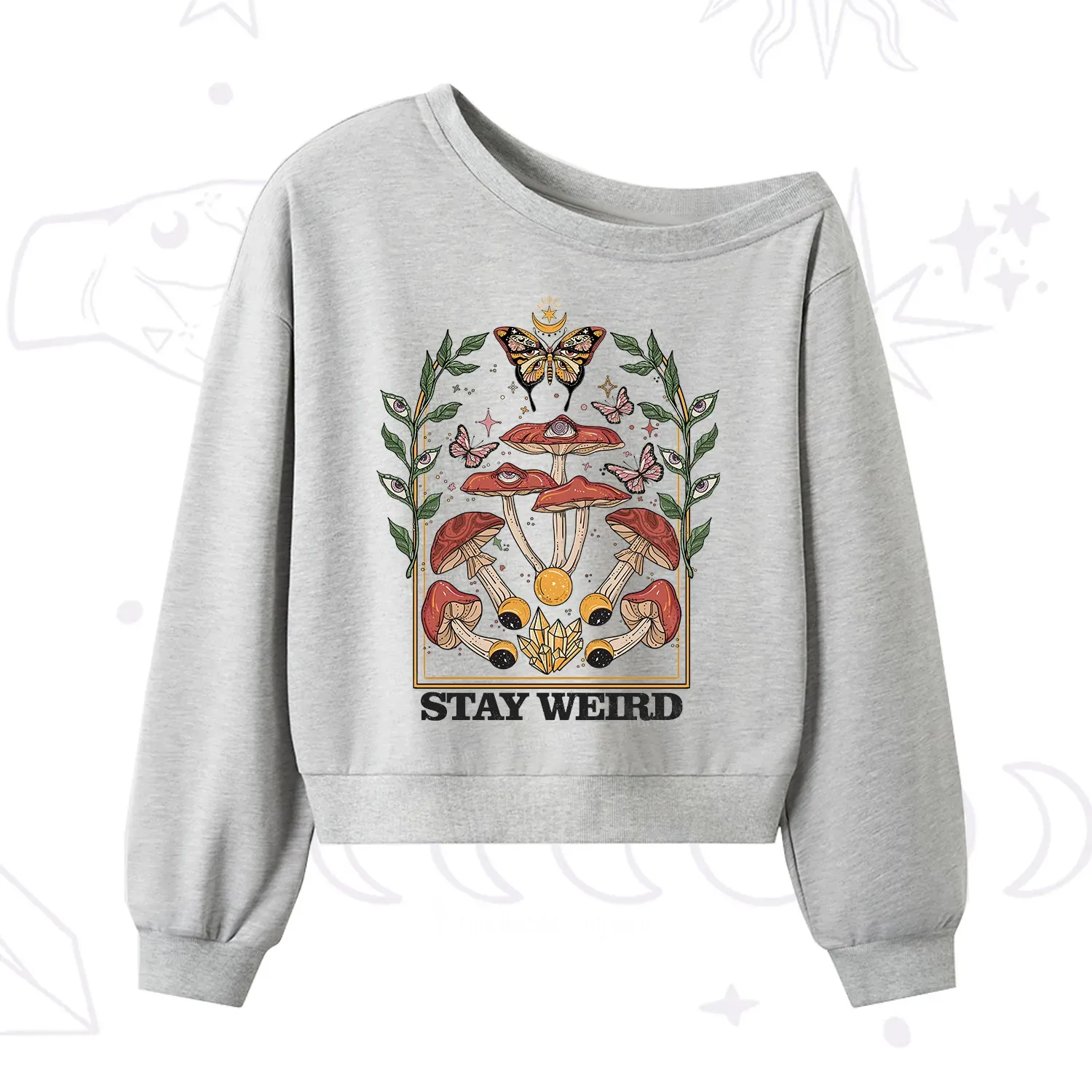 Purplehecate Stay Weird One Shoulder Sweatshirt