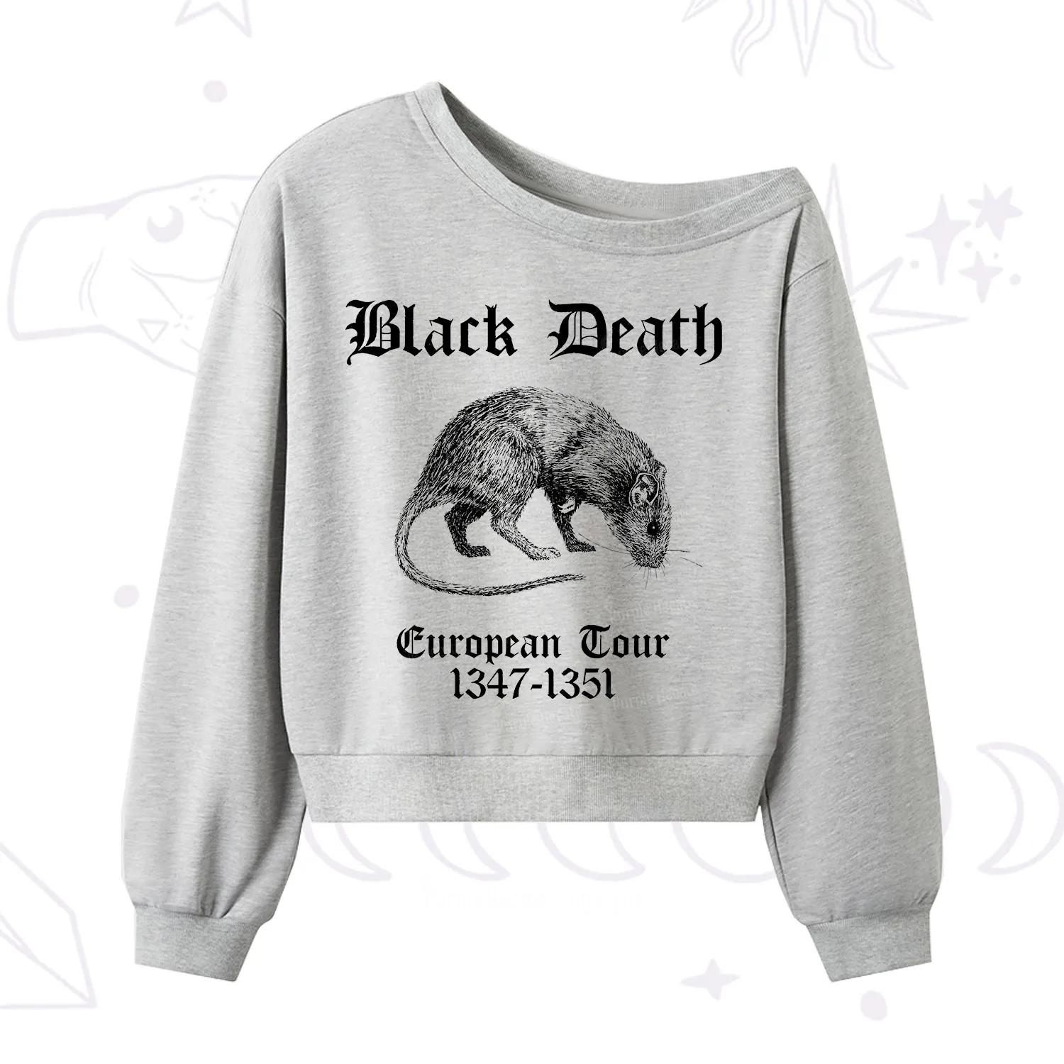 Purplehecate Black Death European Tour One Shoulder Sweatshirt