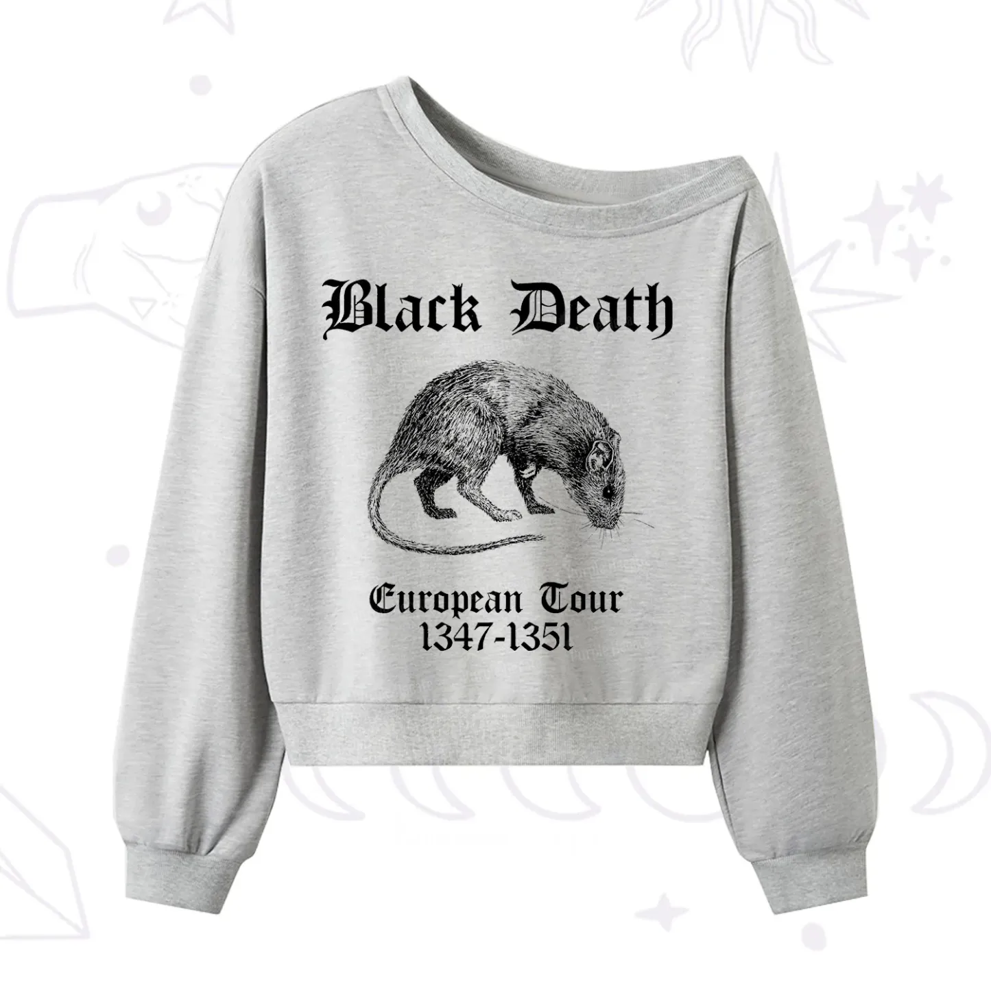Purplehecate Black Death European Tour One Shoulder Sweatshirt