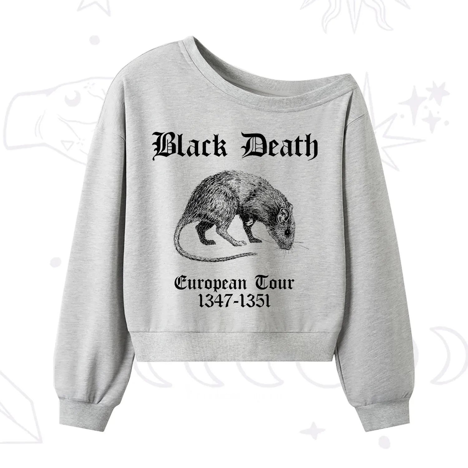 Purplehecate Black Death European Tour One Shoulder Sweatshirt