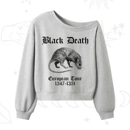 Purplehecate Black Death European Tour One Shoulder Sweatshirt