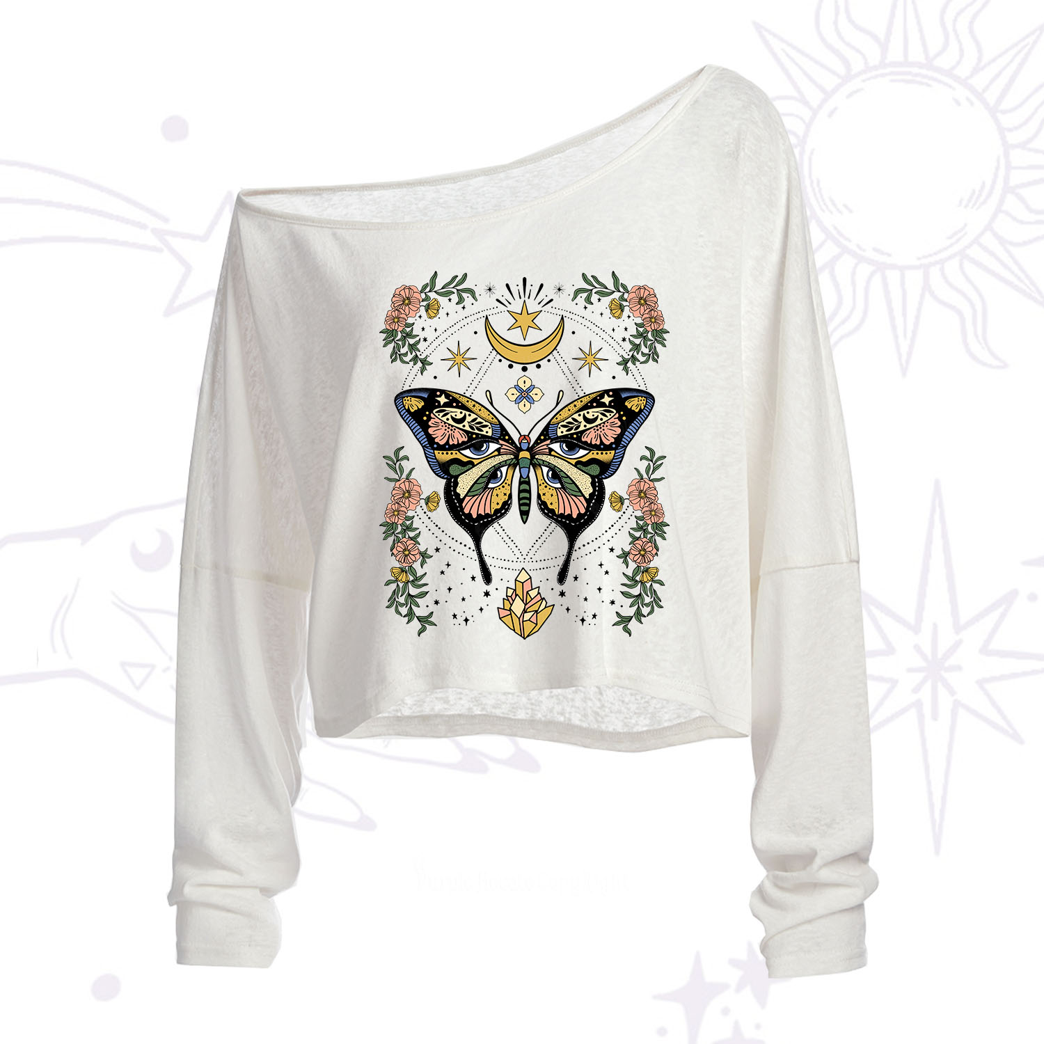 Purplehecate I Am Opening One Shoulder Crop Shirt