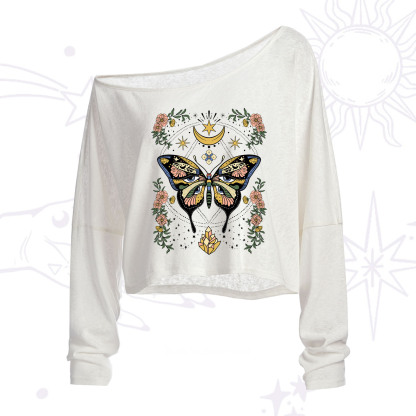 Purplehecate I Am Opening One Shoulder Crop Shirt