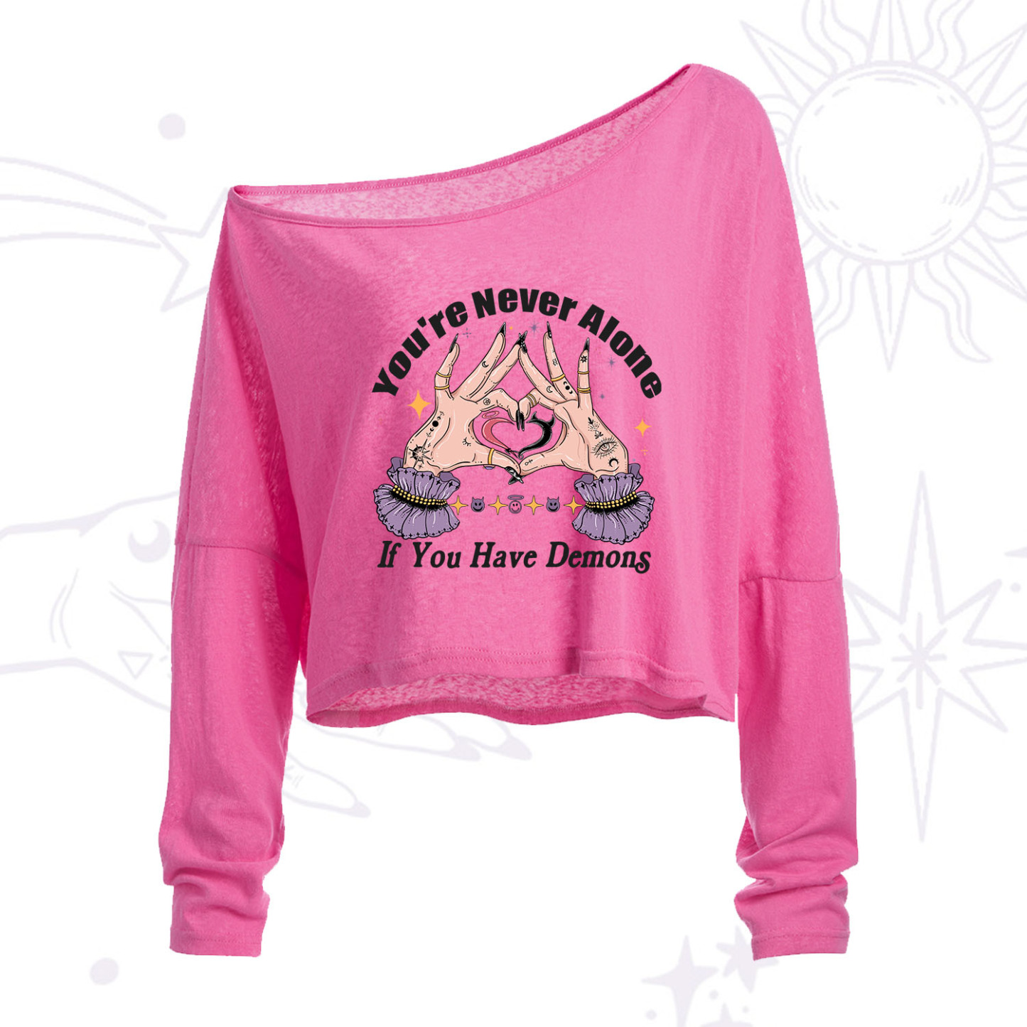 Purplehecate You're Never Alone If You Have Demons One Shoulder Crop Shirt