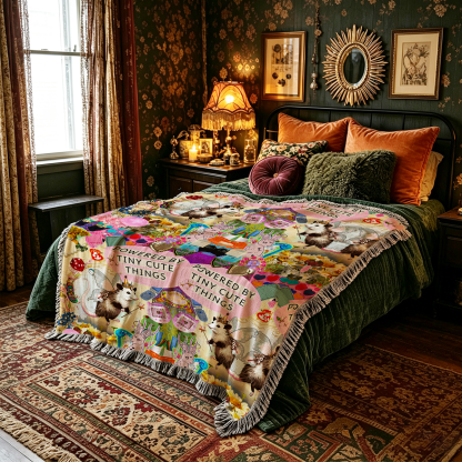 Purplehecate The Opossum Queen's Hoard Woven Tapestry Blanket