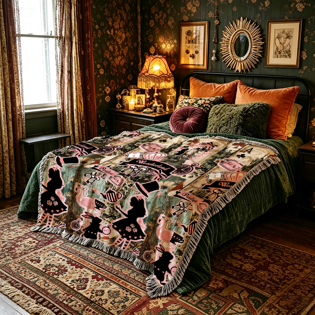 Purplehecate Wonderland Alice’s Tea Party Woven Tapestry Blanket
