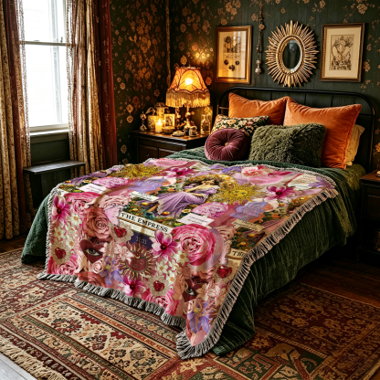 Purplehecate Divine Empress Tarot Collage Woven Tapestry Blanket