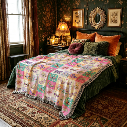Purplehecate Dreamy Butterfly Garden Woven Tapestry Blanket