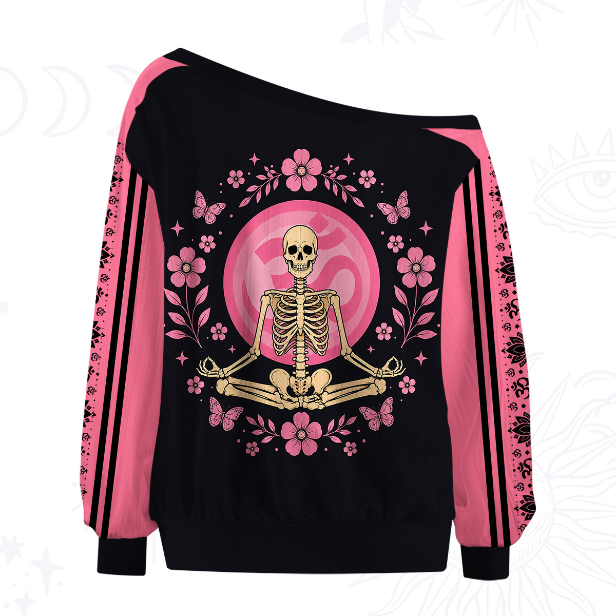 Purplehecate Namaste Motherf*cker Skeleton Off The Shoulder Graphic Jersey
