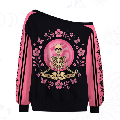 Purplehecate Namaste Motherf*cker Skeleton Off The Shoulder Graphic Jersey