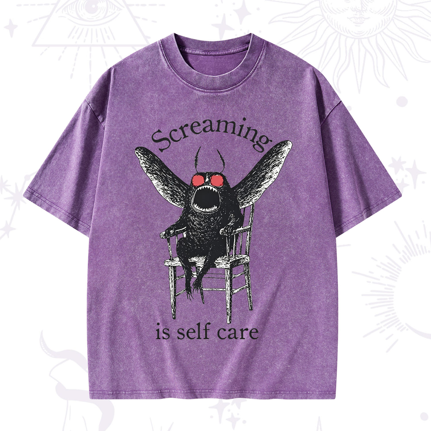 Purplehecate Mothman Screaming Washed T-Shirt