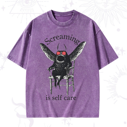 Purplehecate Mothman Screaming Washed T-Shirt