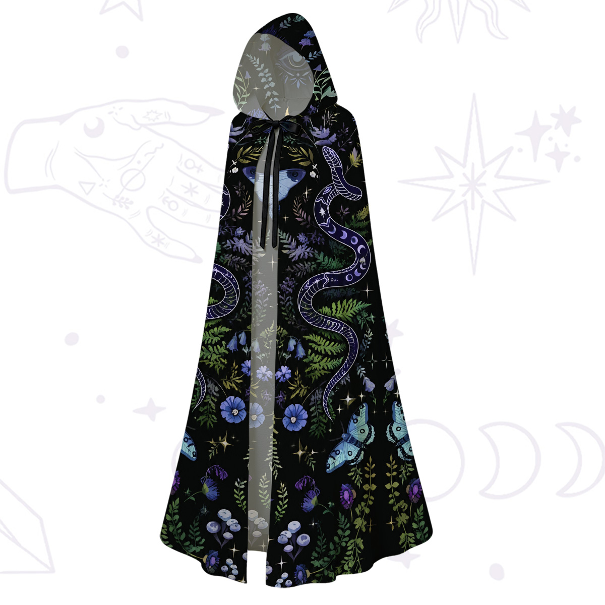 Purplehecate Moon Moth Witchery Hooded Cloak