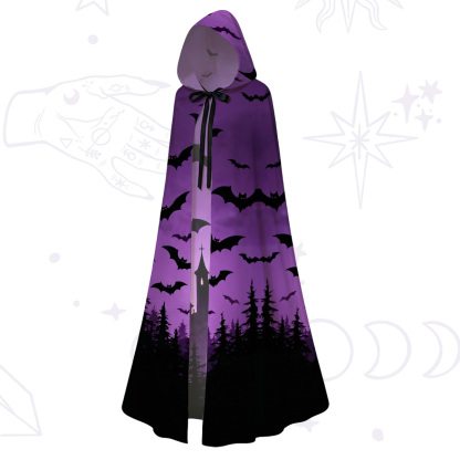 Purplehecate Spooky Night Bat Kingdom Hooded Cloak