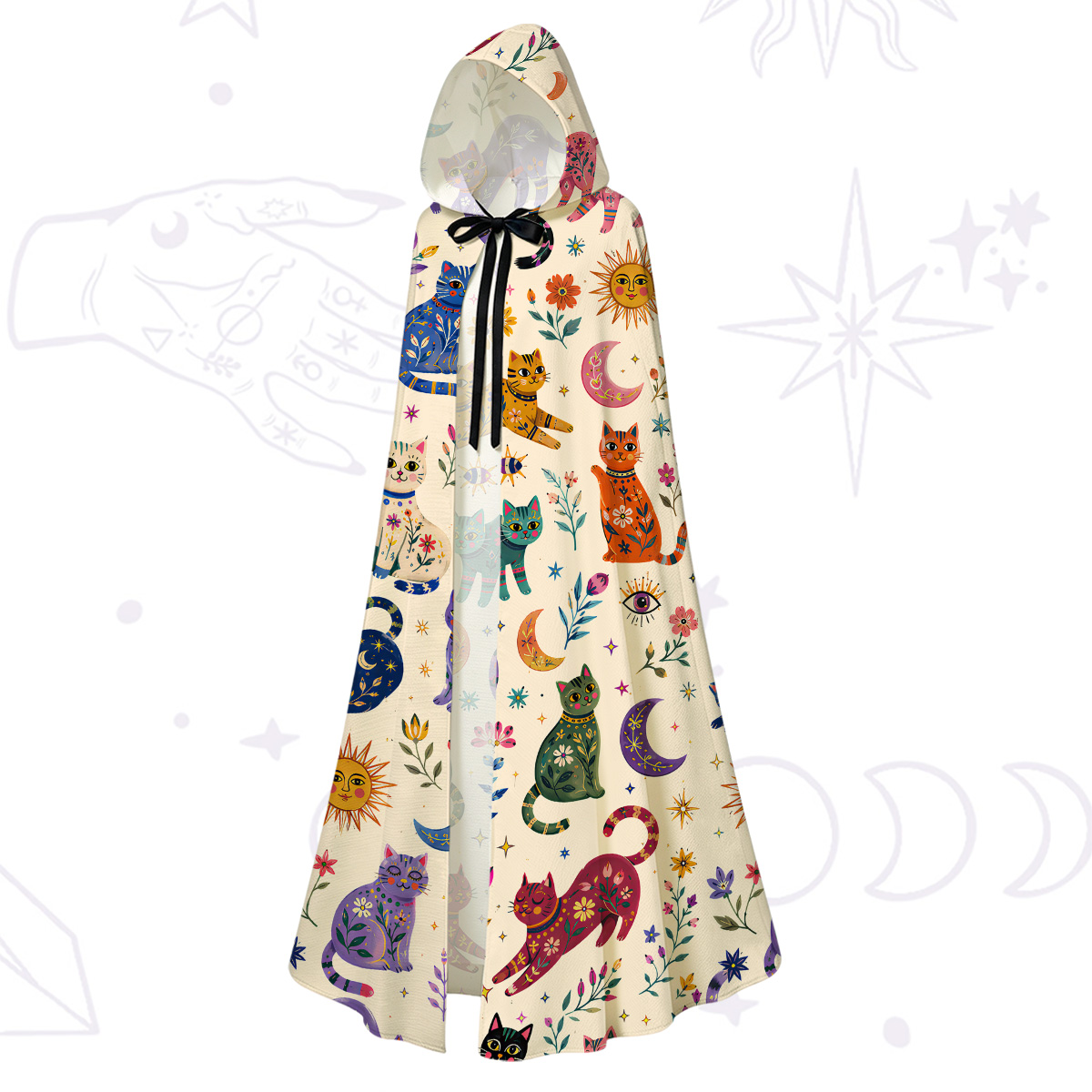 Purplehecate Rainbow Magic Cats Hooded Cloak