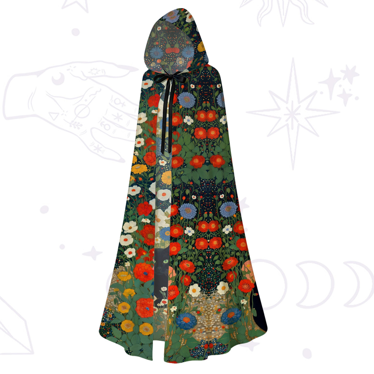 Purplehecate Vintage The Cat in Bloom Hooded Cloak